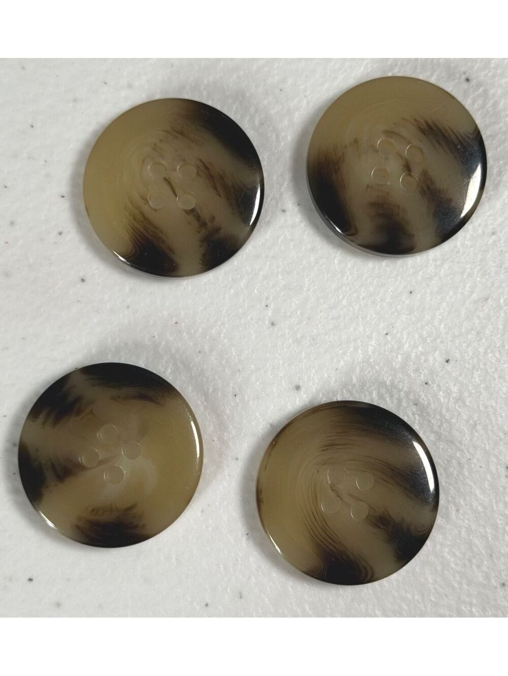 Lot of 4 Reclaimed Brown Tan Tortoiseshell 4-Hole Buttons 2.5cm Sewing Crafts